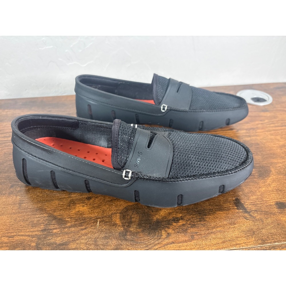 SWIMS Mens Black Braided Lace Mesh Penny Loafer Water Shoes Size 9